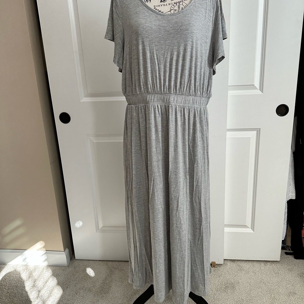 Lane Bryant Cotton Grey Midi Dress 14/16